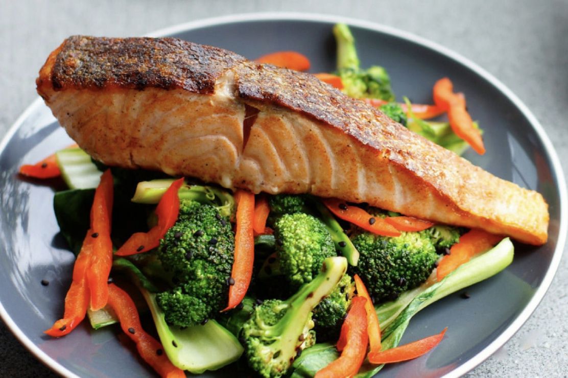 Photo for: Healthy Serve Of Salmon Accompanied By A Light Red Wine